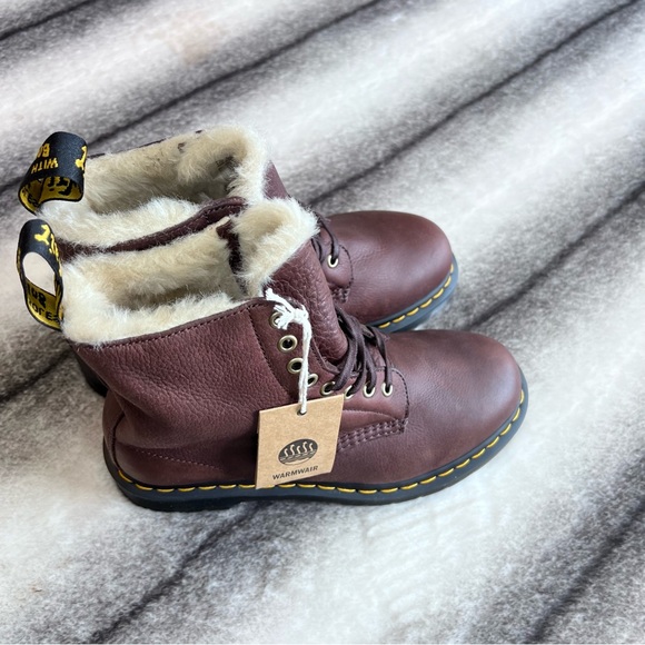 Dr Martens 1460 Pascal FL Cask Ambassador Leather Fur Lined Combat Boots - Picture 7 of 10